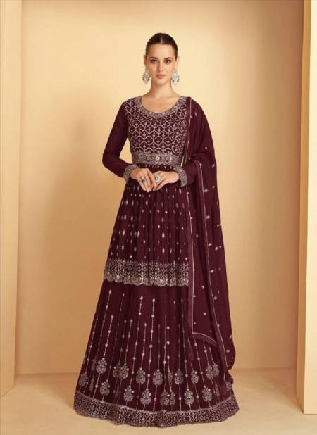 Brown Colour Aashirwad Gulkand Nusrat Georgette Designer Salwar kameez Catalog 7174 C
